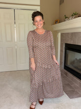 Tonya Marie Ruffled Tiered Dress- Brown & Rust