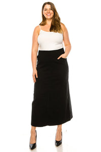 Debbie Long Twill Skirt-Black