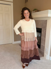 Misty Ruffle Tiered Dress-Cream & Taupe