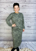 Candice Ribbed Skirt- Olive Animal Print