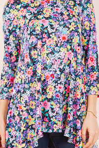 Dramatic High-Low Tunic -Wildflowers of Spring