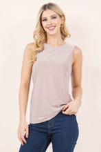 Wide Shoulder Sleeveless Layering Tank- Taupe