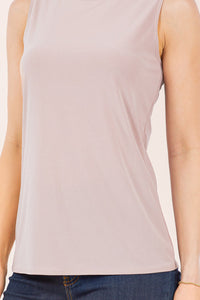 Wide Shoulder Sleeveless Layering Tank- Taupe