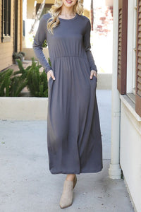Simply Classic Solid Maxi Dress-Dark Grey Small Simply Classic Solid Maxi Dress-Dark Grey Small