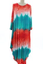 Teal & Red Tie Dye Style Parachute Dress