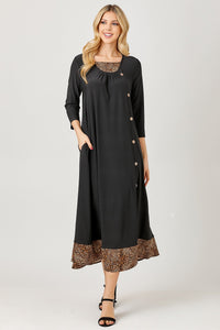Leopard & Buttons to Love Dress- Black
