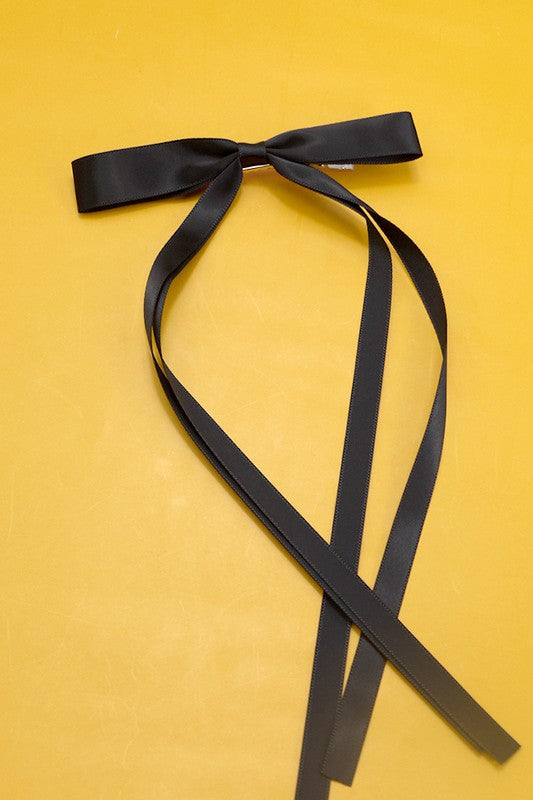 Long Black Bow Hair Clip