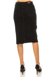 Roxanne Black Wash Fringe Jean Skirt