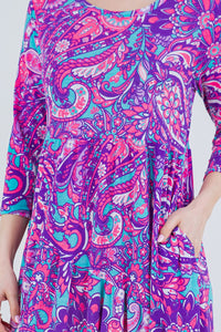 Tonya Marie Tiered Dress-Purple Paisley