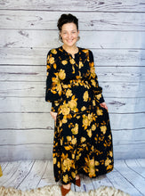 Natasha Smocked Waist Dress- Black Floral