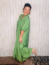 Rhonda Button Front Dress- Green Mix