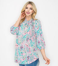 Bethany Bow Tie Top- Paisley Pink