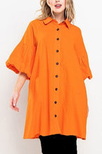 Orange Puff Sleeve Tunic