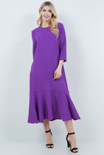 Valerie Textured Ruffle Hem Dress- Purple