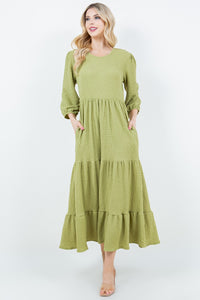 Take On The Day Textured Dress- Sage