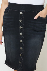 Debbie Jean Skirt-Black Wash with Buttons
