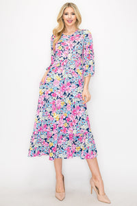 Spring Blossoms Dress- Navy Floral