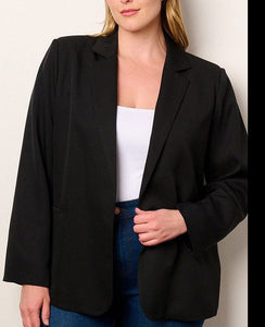 Celina Long Sleeved Blazer Plus- Black