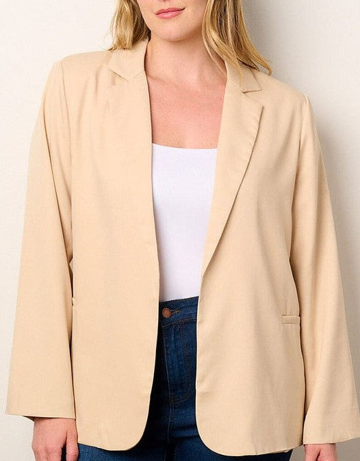 Celina Long Sleeved Blazer Plus- Beige