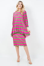 Samantha Ruffle High-Low Tunic- Hot Pink & Green Bodre