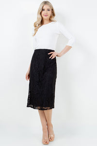 Miss Amy Pencil Skirt (Regular & Plus)- Black Lace