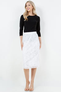 Miss Amy Pencil Skirt (Regular & Plus)- White Lace