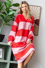 Red Meets Pink Ribbed Knit Dress