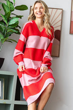 Red Meets Pink Ribbed Knit Dress