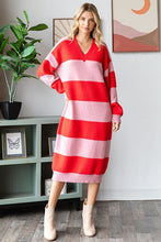 Red Meets Pink Ribbed Knit Dress