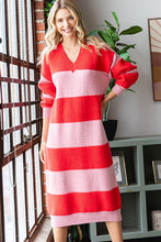 Red Meets Pink Ribbed Knit Dress