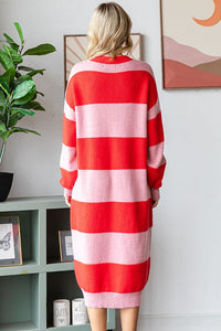 Red Meets Pink Ribbed Knit Dress