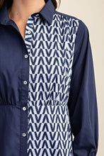 Lori Navy Geometric Shirt Dress