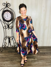 Sabrina Leopard & Peacock Print Dress