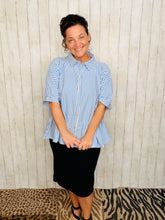 Rylee Cornflower Blue & White Striped Top