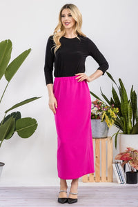 Laura Ann Fuchsia Pencil Skirt-Textured (Regular & Plus)