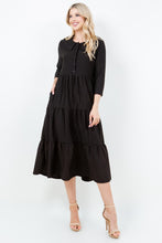 Black Honeycomb Buttons & Collar Dress