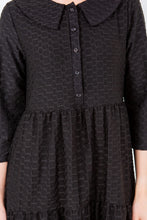 Black Honeycomb Buttons & Collar Dress