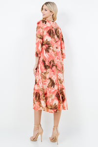 Brenda Coral & Tan Swing Dress