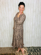 Handkerchief & Leopard Print Taupe Dress