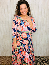 Hannah Tiered Square Neck Dress- Multicolored