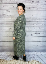 Candice Ribbed Skirt- Olive Animal Print