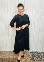 Kayla Ruffled Burnout Velvet Dress-Black Leopard