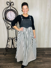 Striped Overall Dress- Black & White