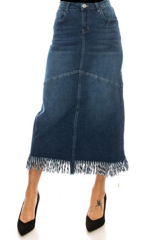 Alice Long Fringe Jean Skirt