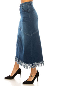 Alice Long Fringe Jean Skirt