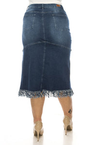 Alice Long Fringe Jean Skirt