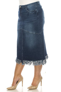 Alice Long Fringe Jean Skirt