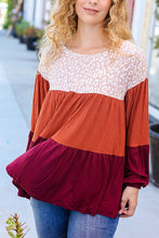 Burgundy & Orange Baby Doll Top