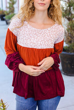 Burgundy & Orange Baby Doll Top