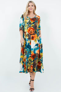 Larissa Teal Floral Dress